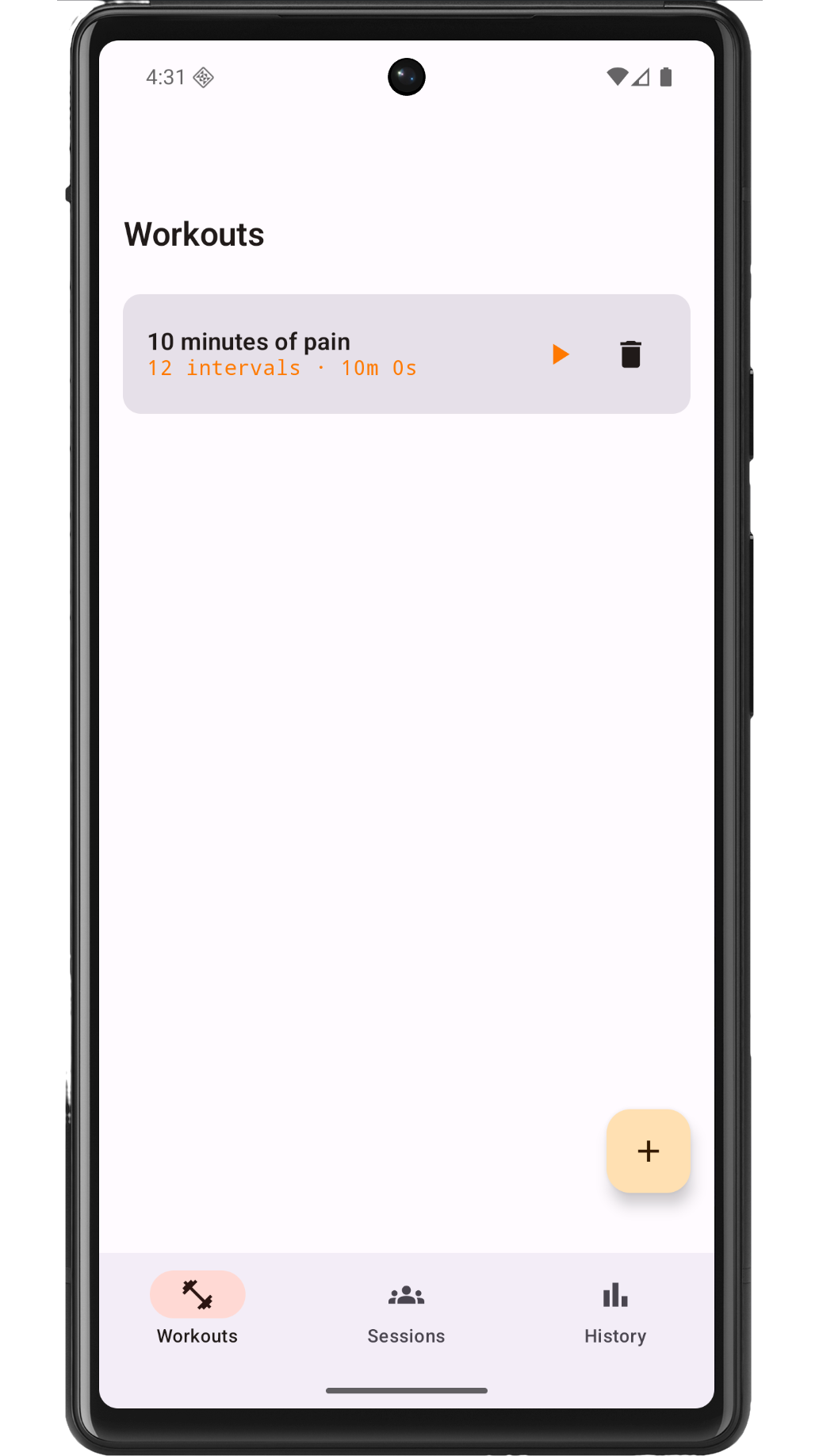 Workout builder screenshot