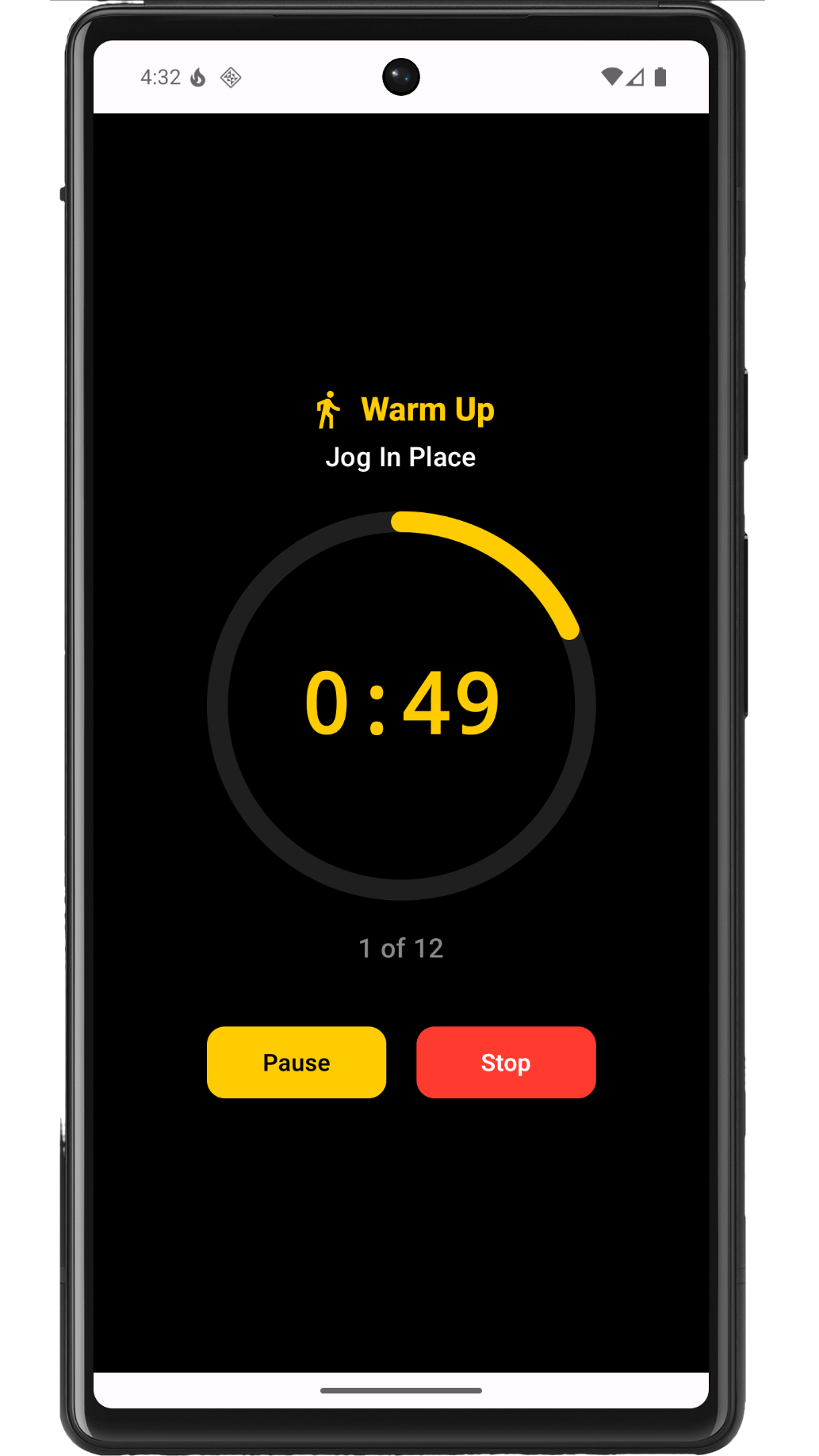 Live workout screenshot